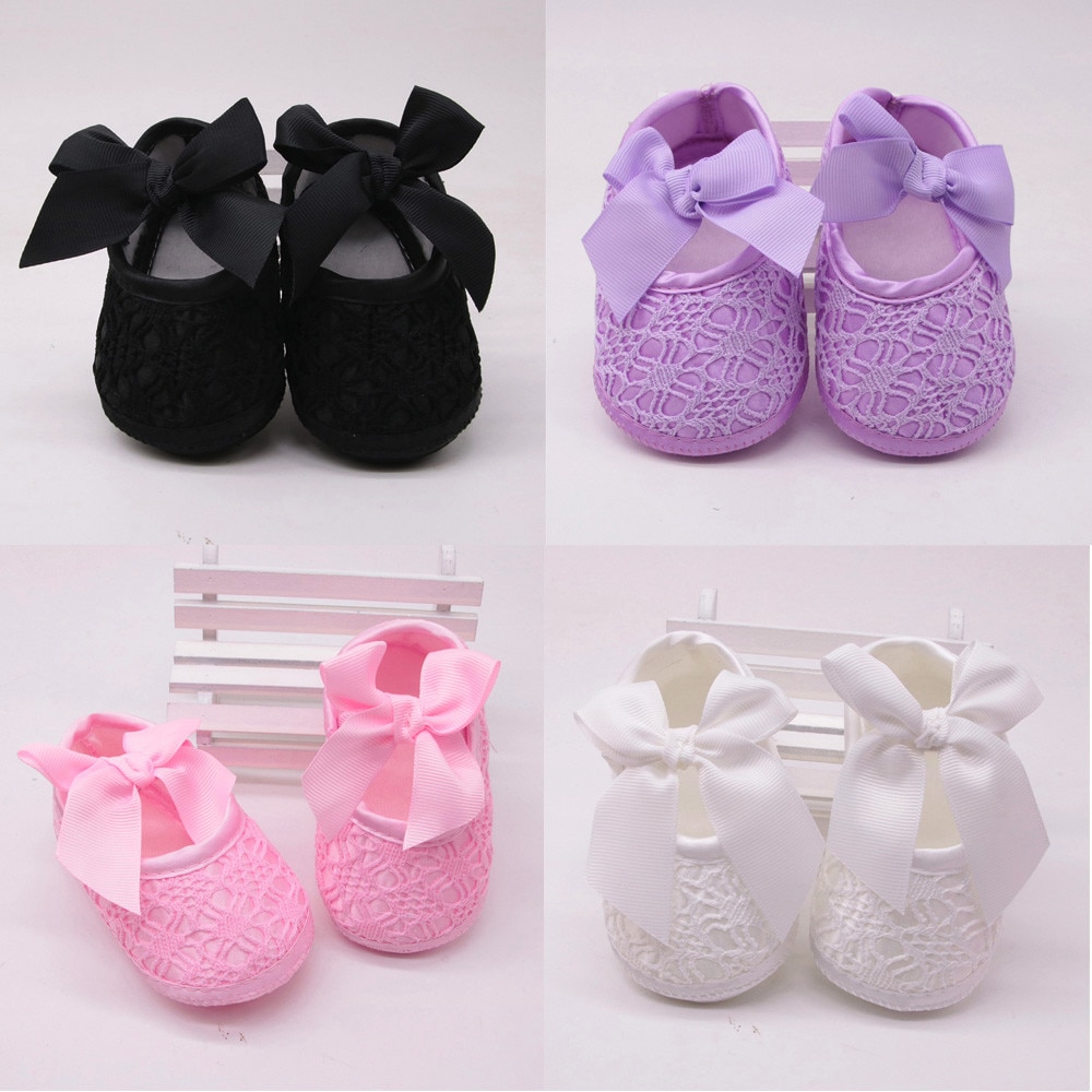Lace print Footwear for Newborns Infant baby shoes Girls Soft Shoes Soled First Walker Non-slip Bowknot Footwear Crib Shoes