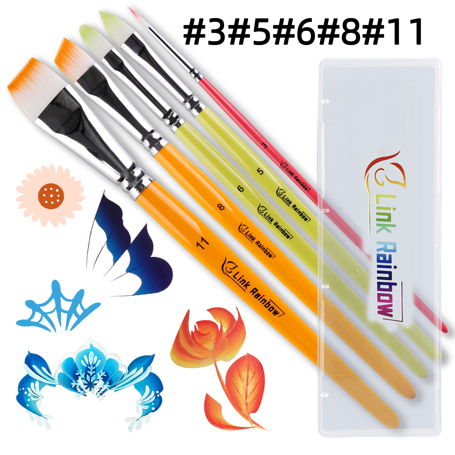 Pędzle robić malowania twarzy zestaw narzędzi robić malowania twarzy dla dzieci pędzle robić malowania ciała: Pomarańczowy