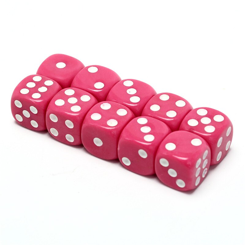 50pcs 10pcs 1pcs Acrylic Carved Pattern Dice 6-sides Accessories Colorful Dice Digital Game Dice: pink 10pcs