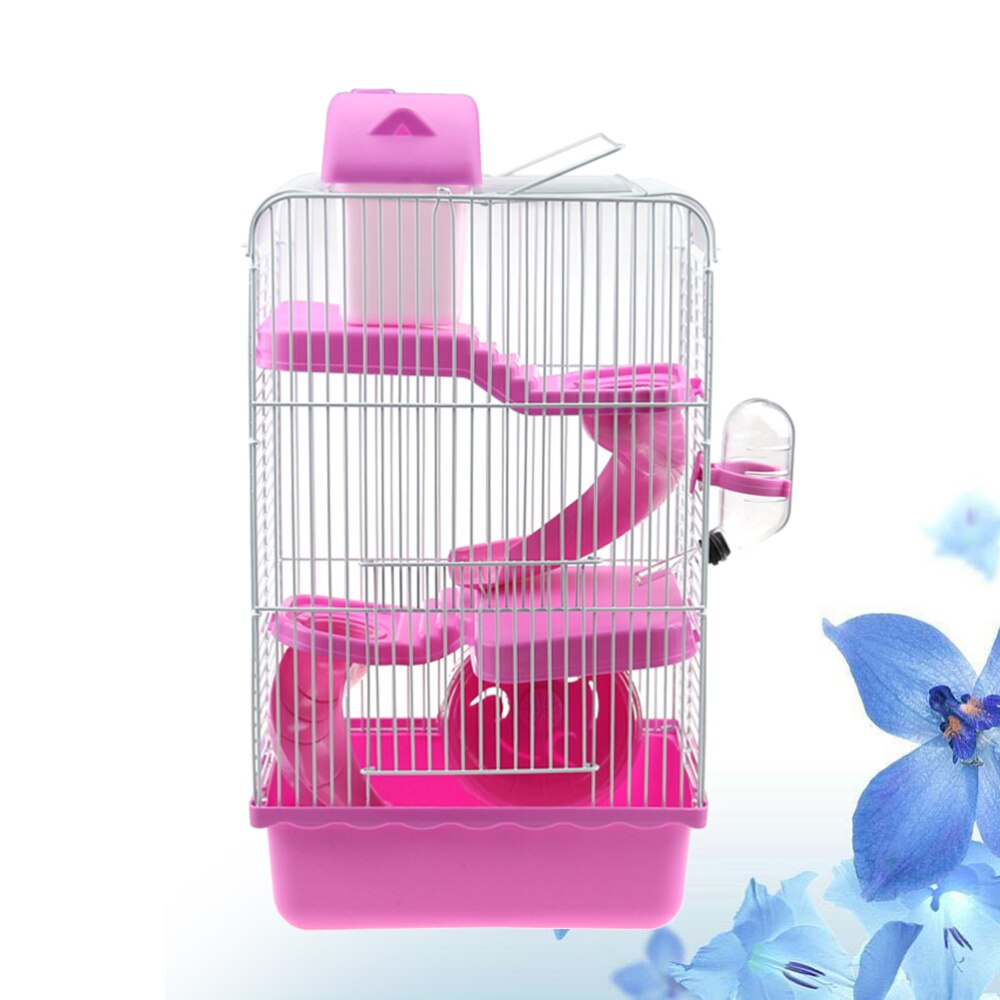 De luxe Trois Couche Cage Pour Animaux De Compagnie Portable Petit Animaux Maison Chinchilla Hamster Maison (Bleu Clair): Pink