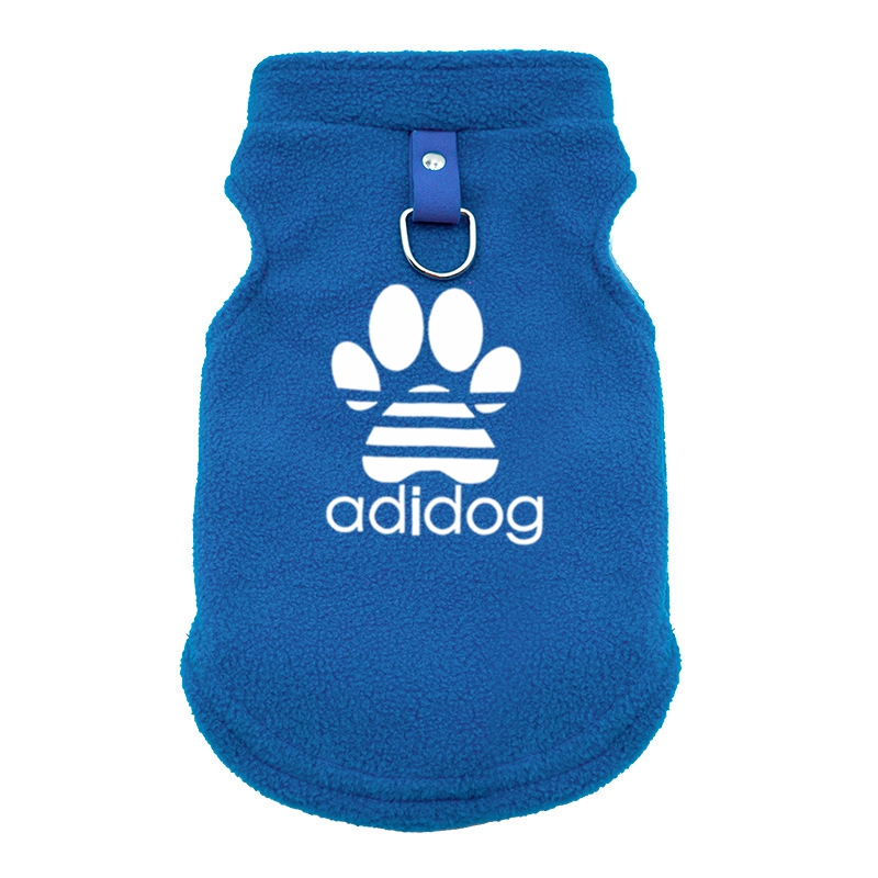 Soft Fleece Dog Clothes for Small Dogs Pull Ring Spring Autumn Winter Warm Pet Pullover French Bulldog Jacket Pug Coats: M / Blue