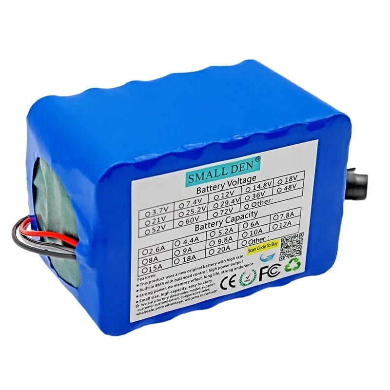 14.8V 18Ah 4S6P 18650 lithium-ion battery pack with 20A BMS, suitable for high-capacity and high-power rechargeable batteries