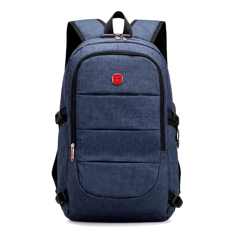Sichere rucksack Oxford Große Kapazität mochila con seguridad rugtas mit kabel mit Sicherheit Codiert Lock USB Kabel und Port Männlichen: Blue