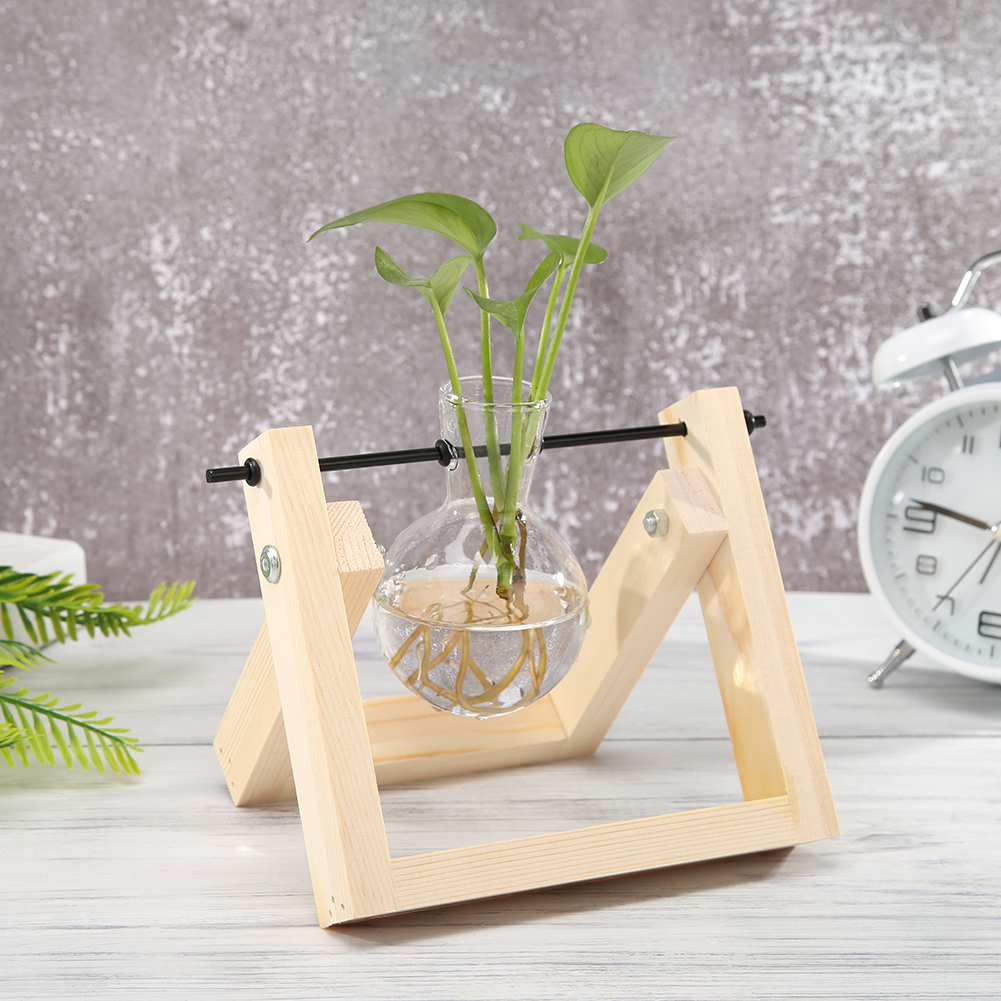 Glas En Hout Vaas Planter Terrarium Tafel Desktop Hydrocultuur Lade Home Decor Plant Bonsai Bloempot Opknoping Potten Met Houten: MULTI