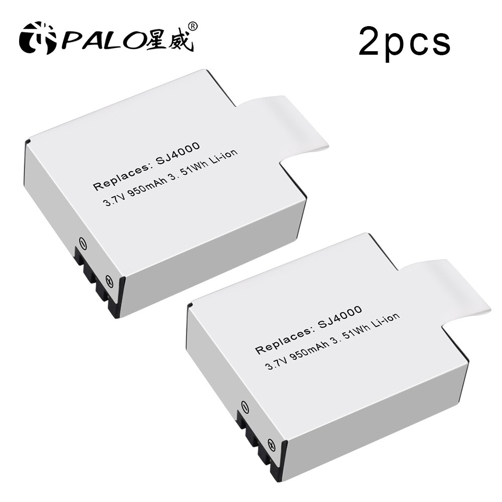 PALO PG1050 SJ4000 PG900 Battery For SJCAM SJ5000 SJ6000 SJ8000 M10 EKEN 4K H8 H9 GIT-LB101 GIT Battery: 2pcs battery