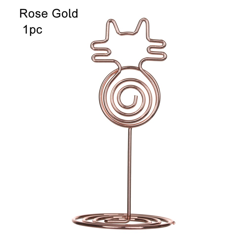 1PC Romantic Diamond Shape Photos Clips Holder Metal Clamps Stand Wedding Party Desktop Decorations Place Card Holder Supplies: Rose Gold