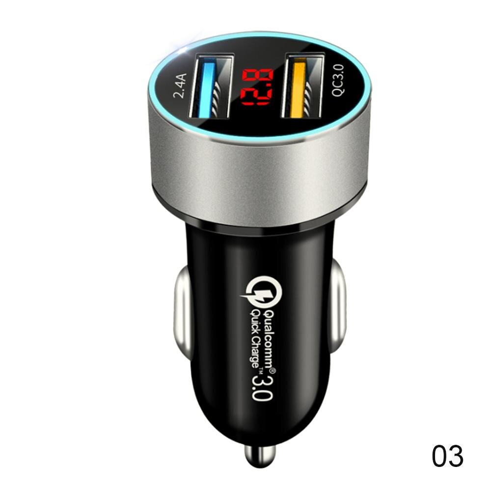 2 Ports Mini Car Charger Dual USB Quick Charger Adapter USB QC3.0 2.4A Metal Charger For Samsung Huawei Android Phone Charger: Silver