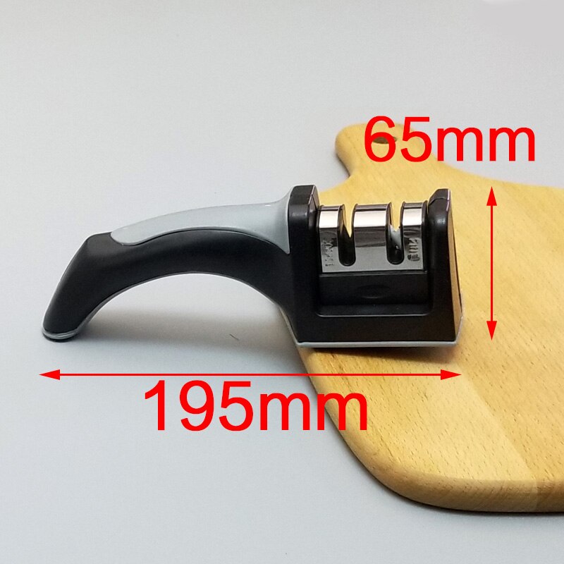 [video]1Pcs Knife Sharpener Ceramic Knife Sharpening Stone Tungsten Steel Diamond Sharpener Kitchen Tools: 2 stages black