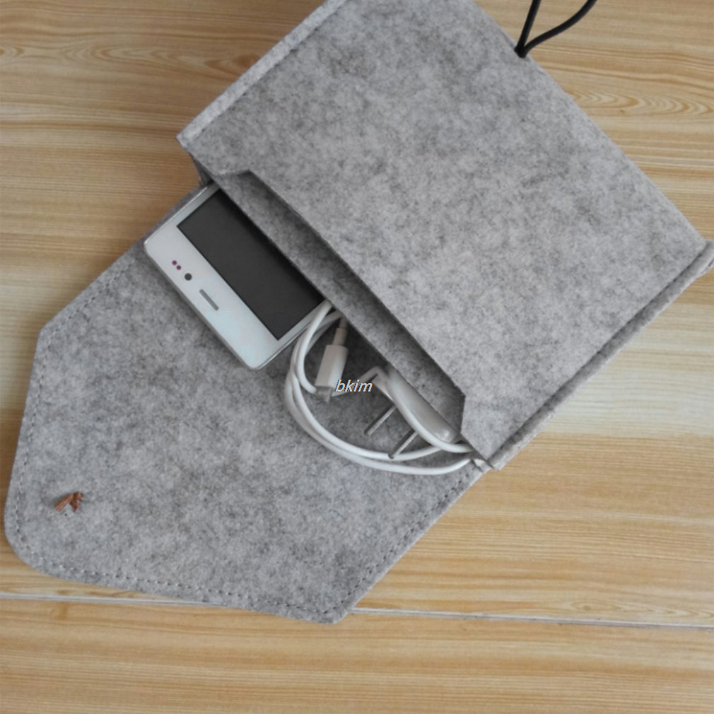 Modieuze Effen Kleur Power Bank Opbergtas Draagbare Reizen Vilt Usb Data Kabel Oortelefoon Organisator Tas