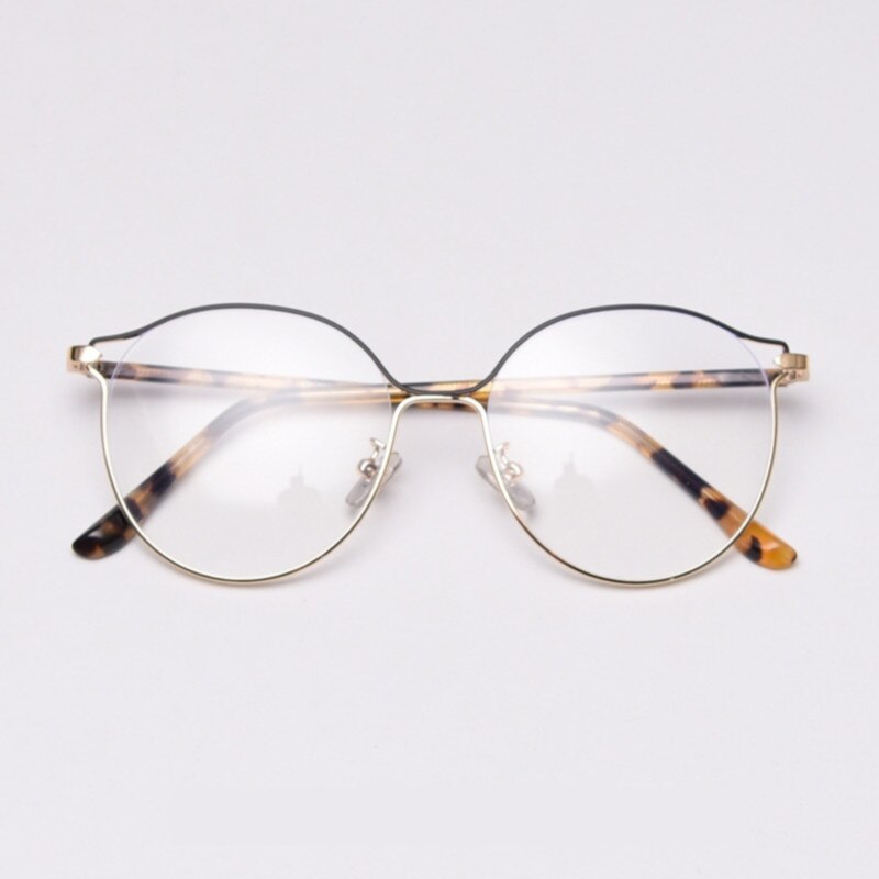 49032 Round Retro Ultralight Glasses Metal Frames Men Women Optical Computer Glasses: C3goldblack