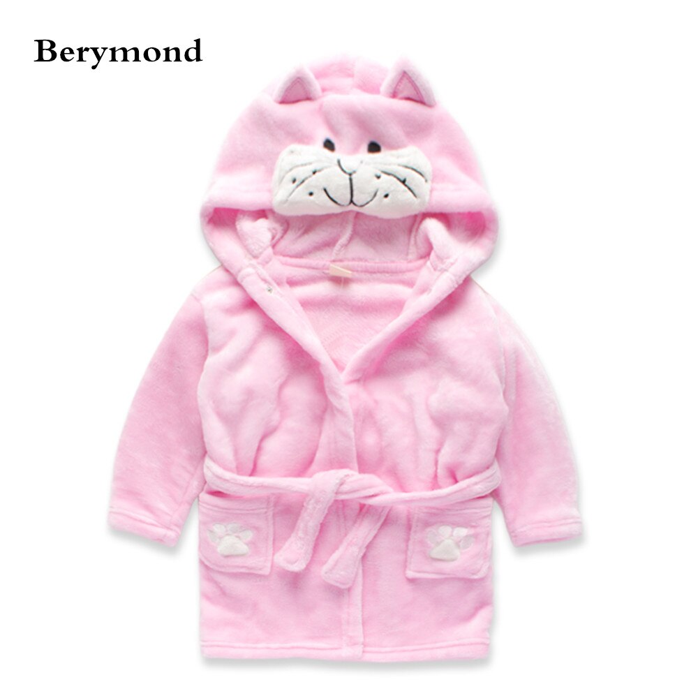 ¡Novedad de ! Albornoz de franela suave y cálido para niños, albornoces rosa para niñas, bata de baño para niños, ropa de dormir, pijama, ropa de dormir