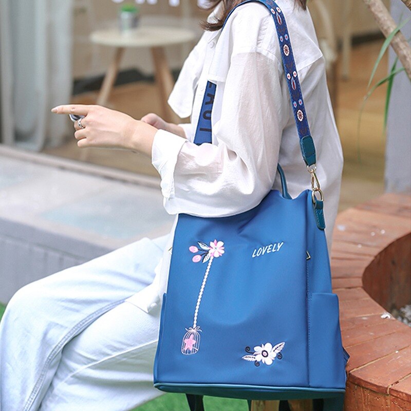 Estilo chinês flor bordado mochila sacos de escola primavera verão ao ar livre viagem bagpack para adolescente à prova dwaterproof água 2021