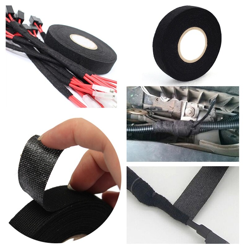 15M Adhesive Cloth Tape For Cable Harness Wiring Loom Wrap Harness Cable Ties ar Velvet Harness Temperature Resistance