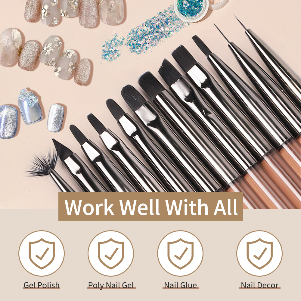 Akrylnagelkonstborste manikyrborstar nageltillbehör tillbehör målningspenna akrylgelnagelkonstverktyg borstar