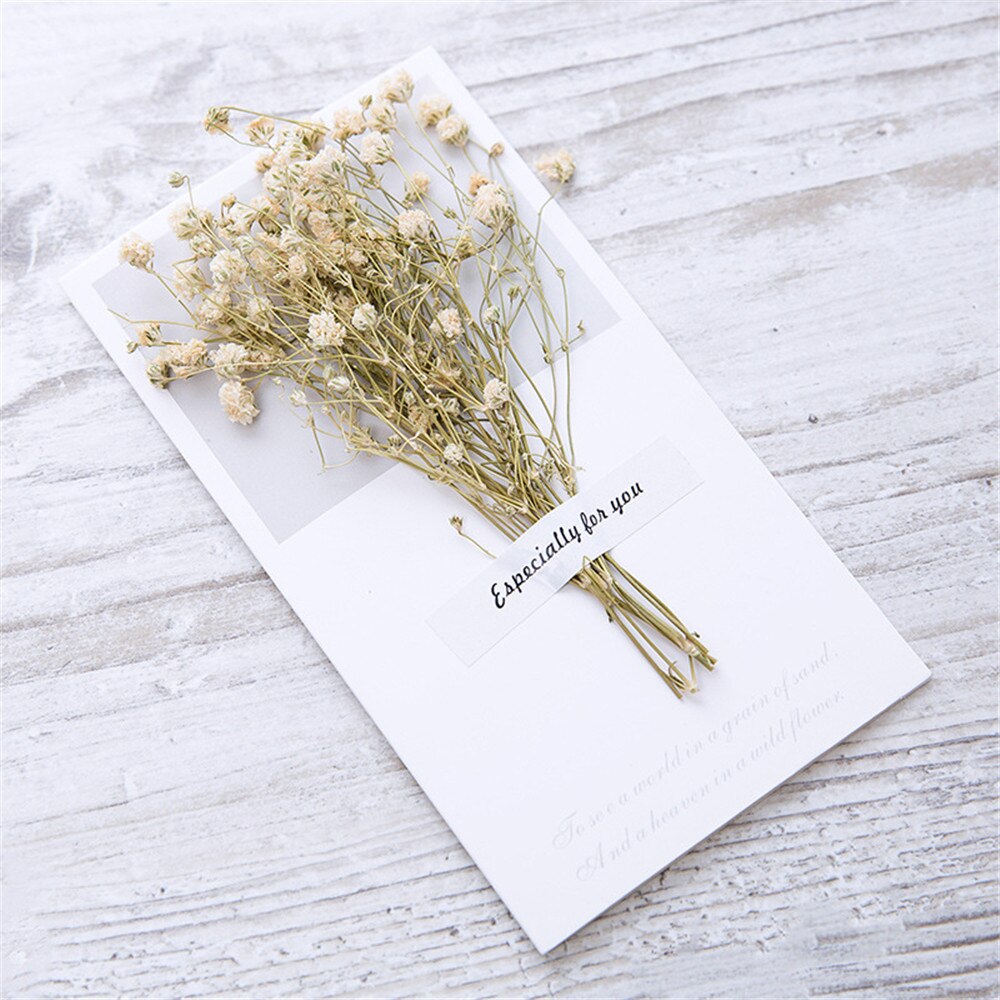 5pcs/set Retro Dry Flower Letter Papers Envelope Wedding Invitation Card Paper Handmade Greeting Card Letter Writing Paper: white