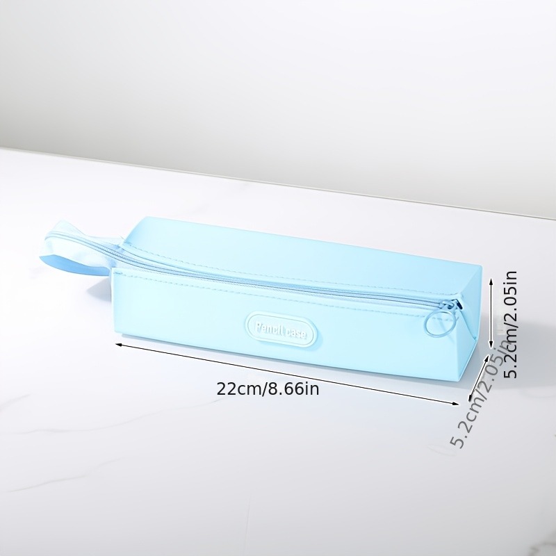 Estuche de lápices de silicona, organizador duradero y portátil para útiles escolares, elementos esenciales de oficina y accesorios de viaje, 1 ud.: Azul