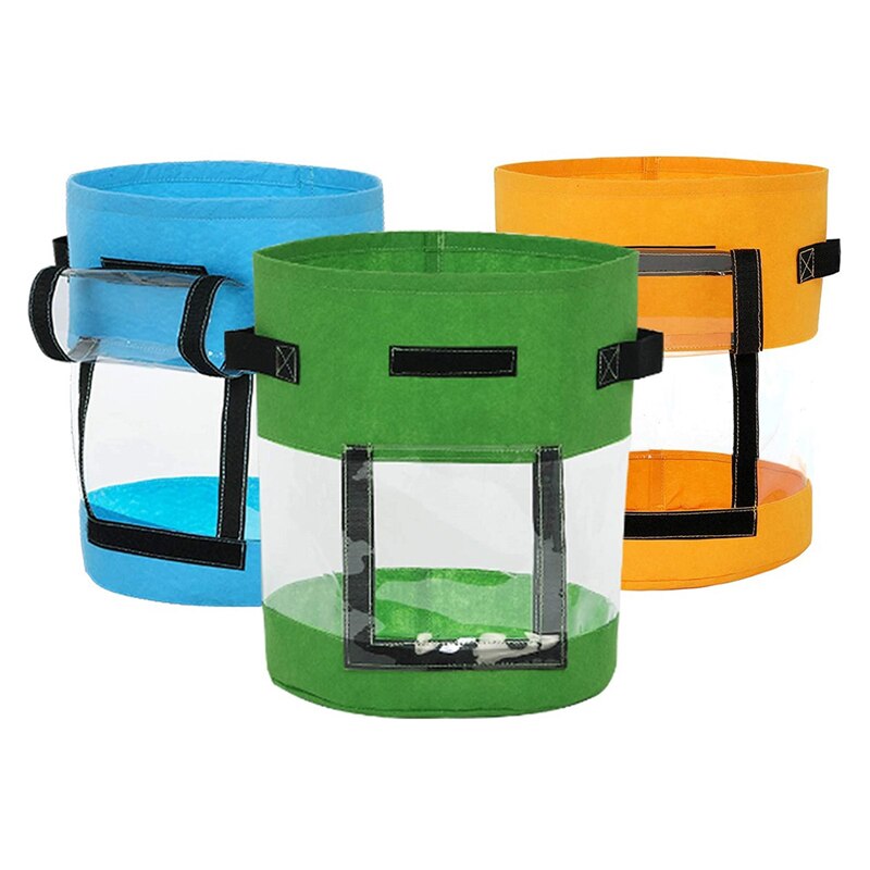 Creciente de visualización planta crecer bolsas con asas y solapa de jardín ventana maceta para verduras bolsa para tomate patata