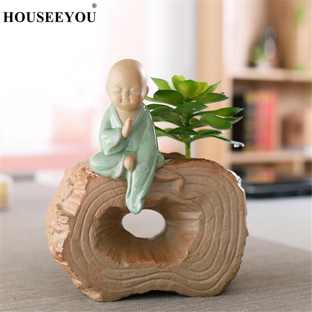 Maceta de suculentas de estilo monje Zen, suministros de jardín, macetas de vivero de bonsái, maceta de planta Retro, decoraciones para balcón, Maceteros