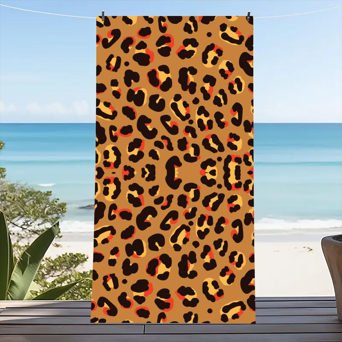 Toalha de praia tigre com estampa de leopardo, grande microfibra, ultra macia, secagem rápida, para natação, yoga, leve, viagem, acampamento