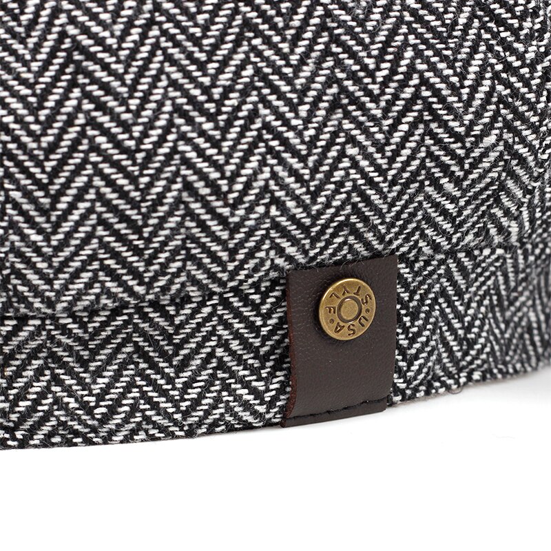Tweed bomuld 8 styk sort sildeben newboy cap herre klassiske 8- quarter panel style flad caps dame baret hat