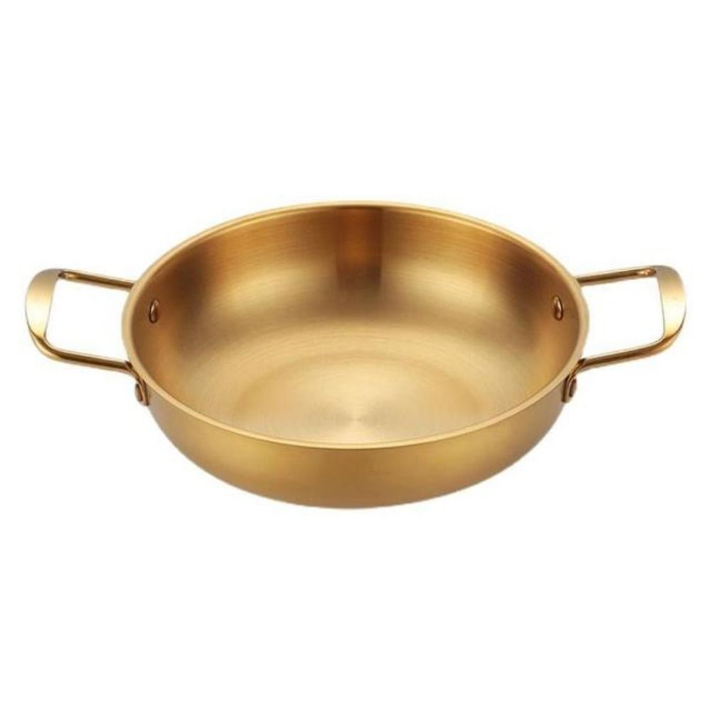 Olla de acero inoxidable para mariscos y arroz, Paella de cocina casera, platos para aperitivos de Picnic, utensilios de cocina, ollas secas con mango para Cocina: Verde