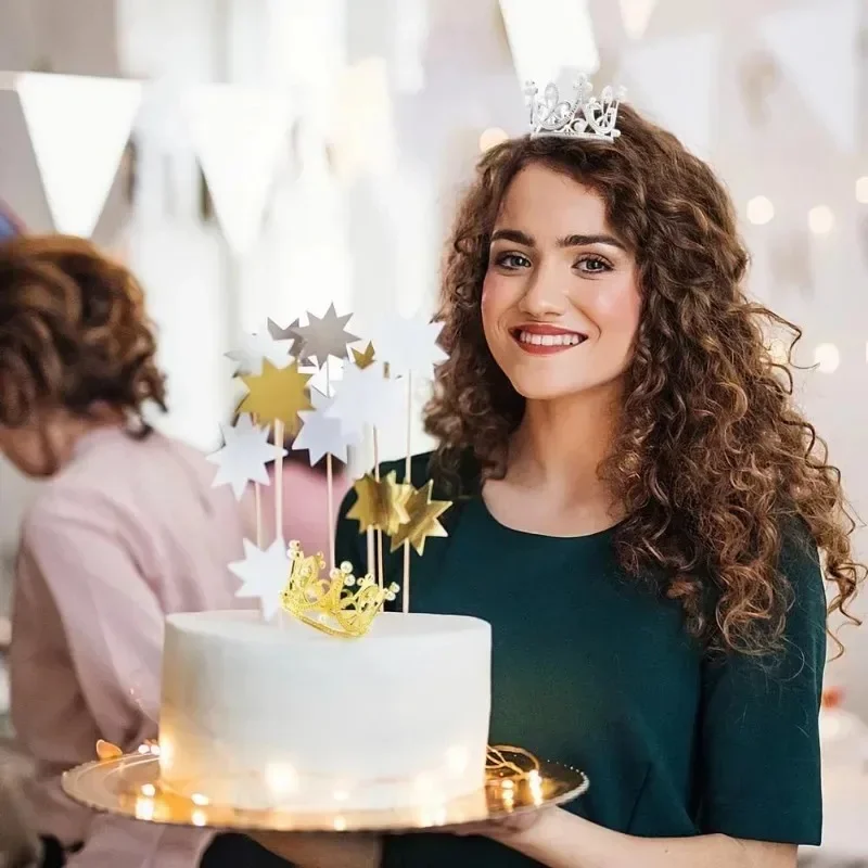20/1 stk mini krone kakedekorasjon perle tiara måke sølv kroner kaketopper til låve hårpynt bryllup bursdagsfest
