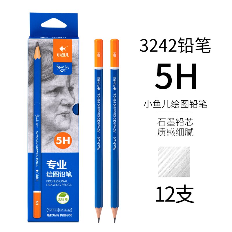 12 Pcs/Set drawing pencil Charcoal Soft/Medium/Hard Carbon Pencil Art Student Special Hand-painted HB Painting Draw Exam Pen: 5H 12 Pcs