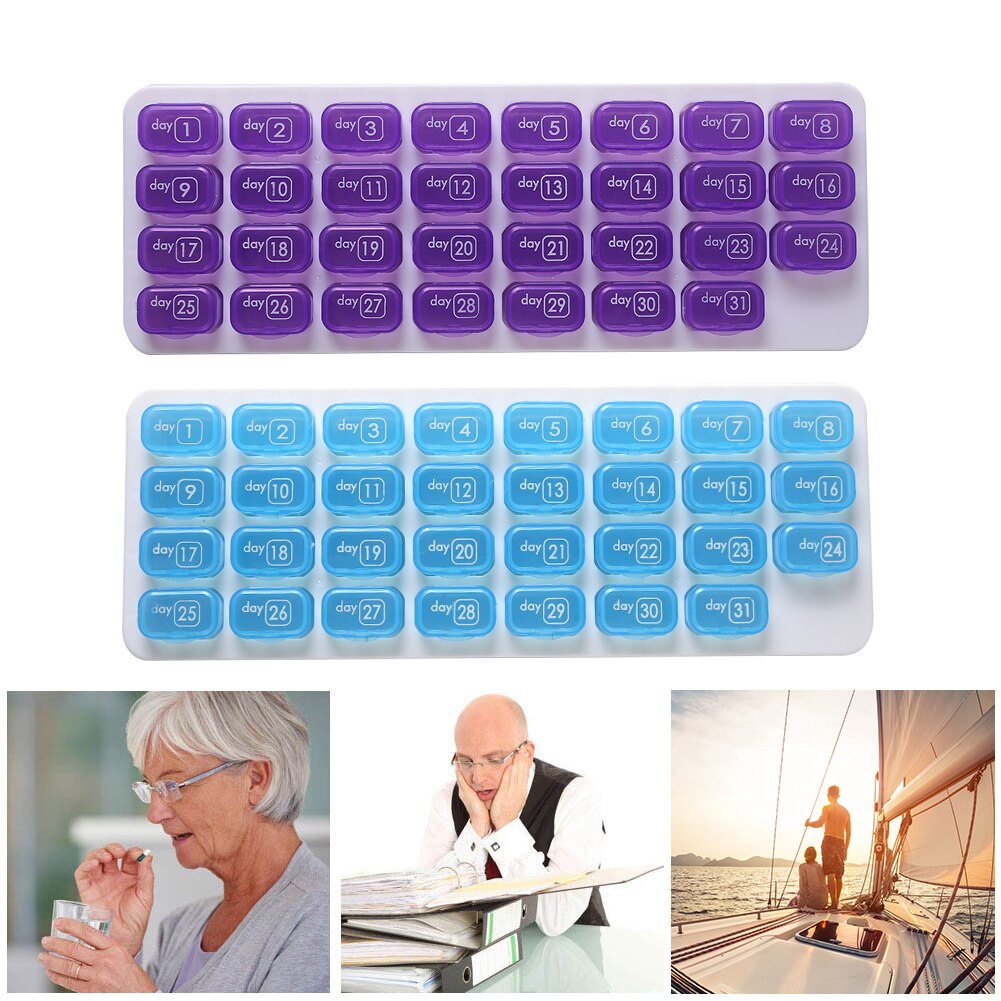 31 Grids Pill Box Case One Month Pill Medicine Dispenser Tablet Container Organizer Travel Pill Case Storage Box