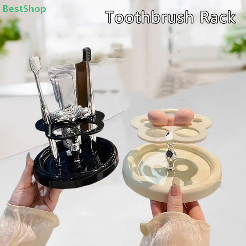 Soporte de cepillo de dientes eléctrico acrílico con forma de flor, estante de almacenamiento de pasta de dientes, estante de almacenamiento de cepillos de maquillaje, organizador de escritorio para baño