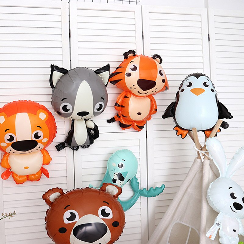6 stk jungle dyr balloner elefant tiger flodhest krokodille tegneserie ballon fødselsdag dyreliv park fest dekorationer børnelegetøj