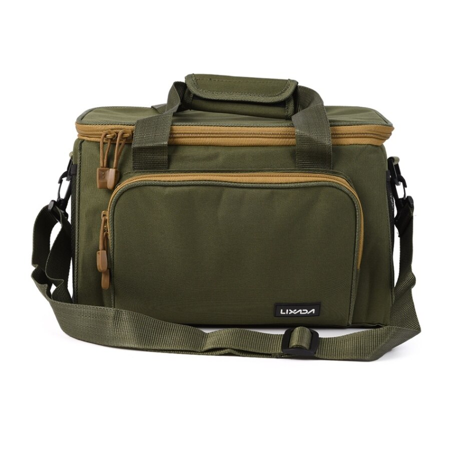 Lixada monitoimikalastuskassi ulkokäyttöön vedenpitävä kangas kalastusvälineet laukku kalastus vieheet varusteiden säilytyspussi crossbody laukut: Armeijan vihreä