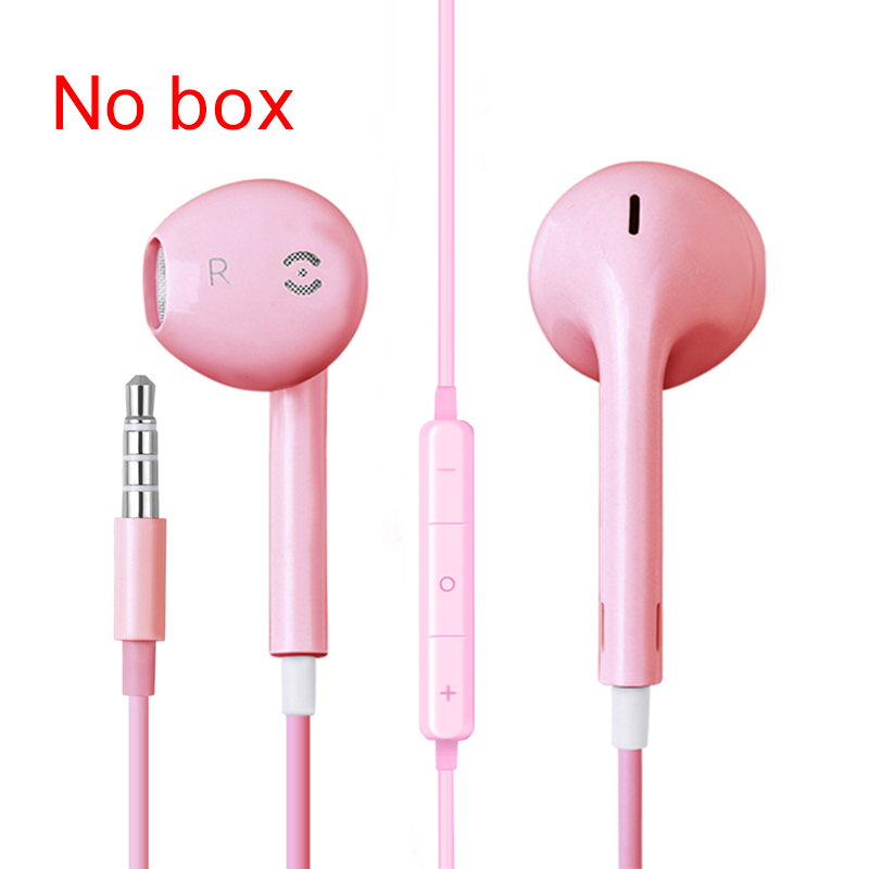 Wired Headphone With Mic 3D Stereo Earbuds In-ear Headset Clear Sound Auriculare 3.5mm Jack Casque For iPhone CellPhone Earphone: Pink 3.5mm Headset