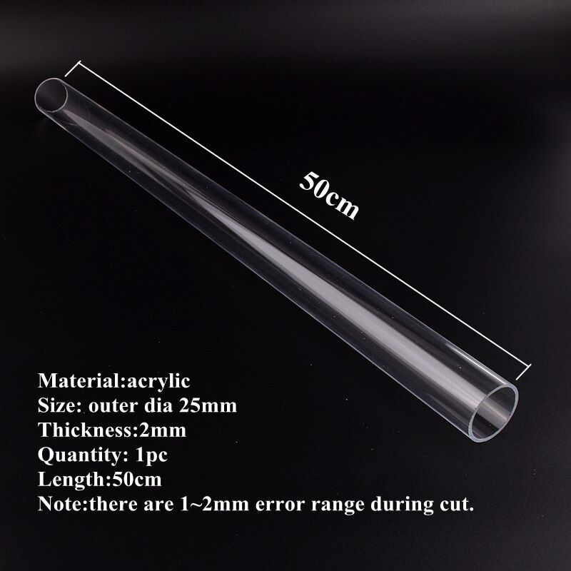 Länge 50cm OD 16 ~ 110mm Plexiglas Acryl Aquarium Aquarium Rohr Hause DIY Bewässerung System PMMA Rohr wasser Versorgung Rohr: äußere dia 25mm