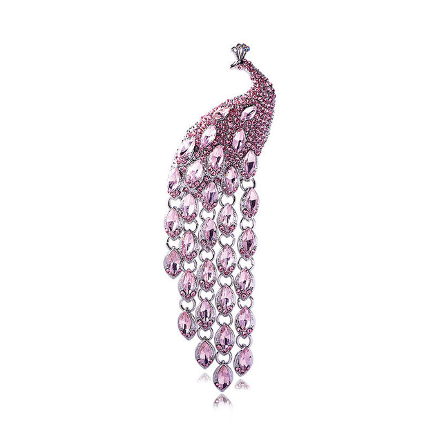 Grande broche de luxe en plumes de paon, nouvelle broche en strass, Vintage, élégance, Banquet, mariage, Corsage, manteau, boucle de châle: Couleur jaune clair