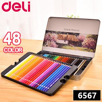 Deli Kantoorbenodigdheden 48/72 Kleuren Olie Kleurpotlood Set Voor Tekening Schilderen Schets Tin Box Art School Levert Professionele: 48 colors