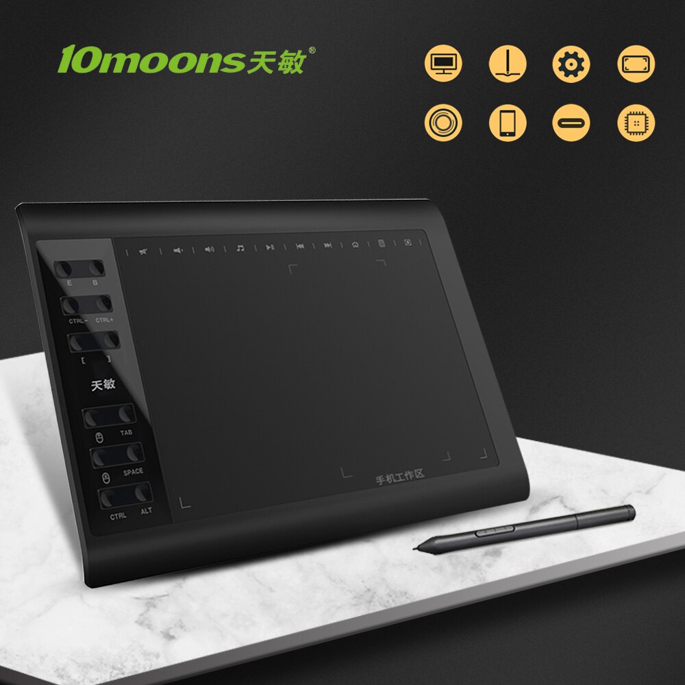 10moons G10 Graphics Tablet with Stylus for Android Laptop Writing Tablet for Draw Writing Pad/Board Electronic Graphic Tablet