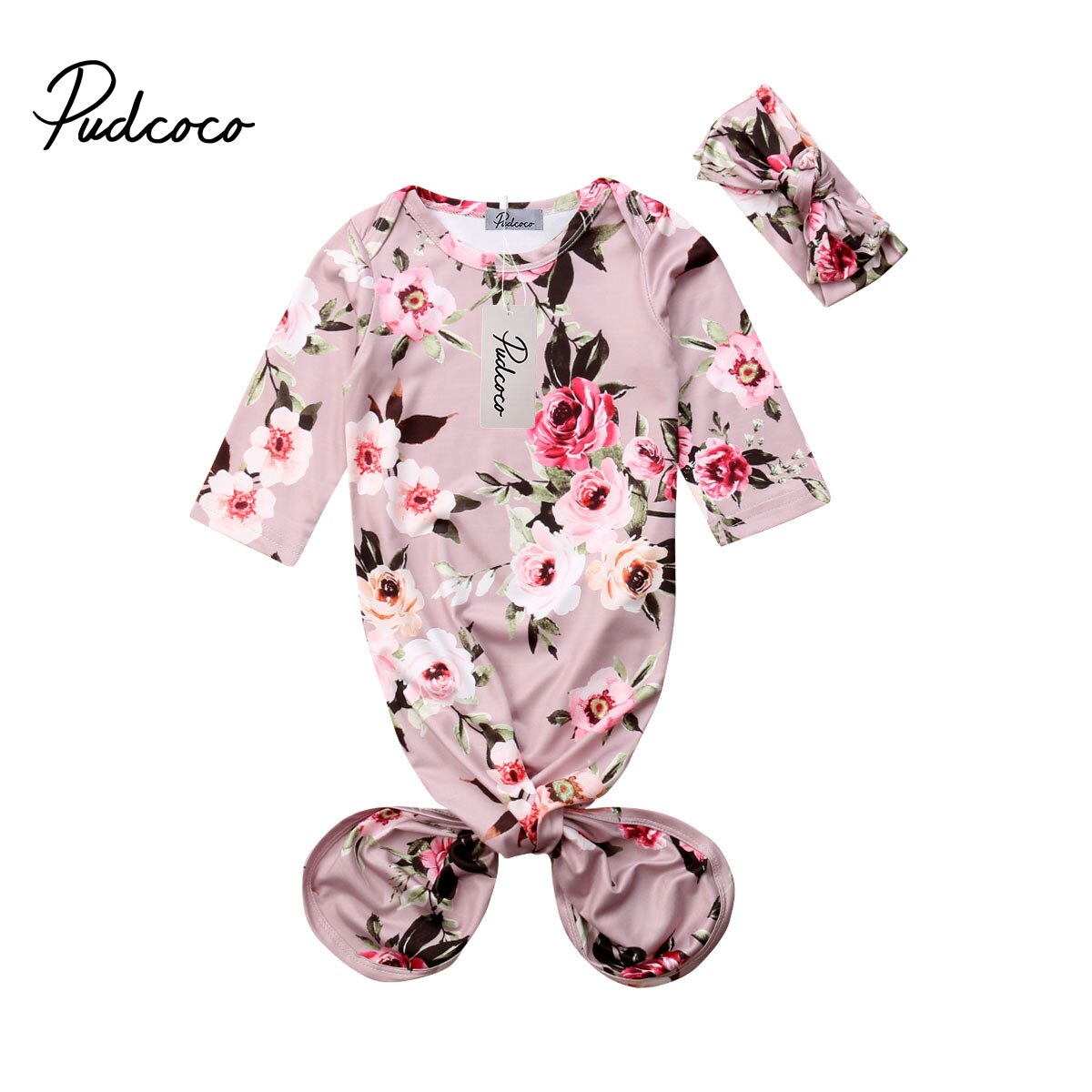 Pudcoco Tollder Kid Baby Clothing 2Pcs Mermaid Baby Snuggle Blanket Newborn Flower Sleeping Swaddle WrapSet printCX: Pink