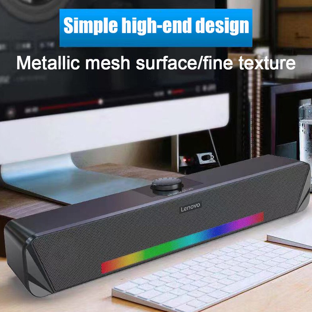 Lenovo TS33 Wireless Bluetooth5.0 RGB Speaker 360 Home Movie Surround Sound Bar Wired Audio Speaker For Desk Computer