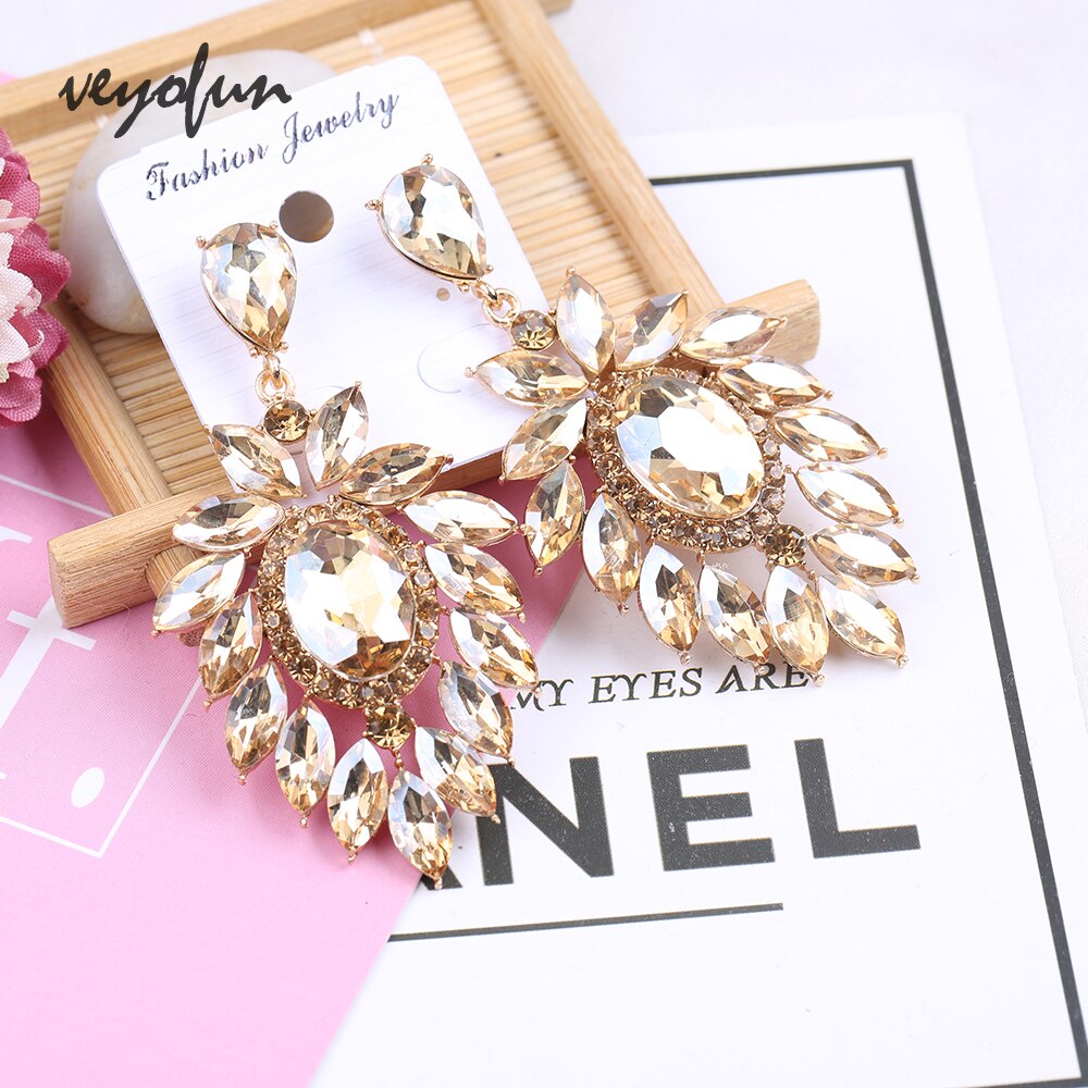 Veyofun-pendientes colgantes de cristal hipérbola para mujer, aretes grandes, joyería de