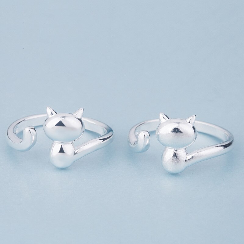 modisch Silber Farbe Katze Ohr Ringe Für Frauen Braut Hochzeit Engagement Schmuck Große Öffnung Antike Ringe