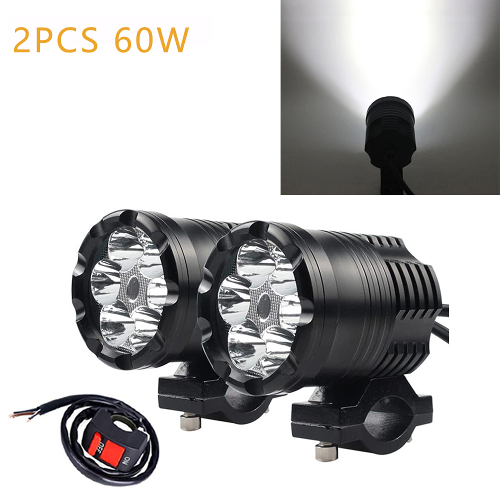 Faros delanteros Led adicionales de 60W para motocicleta, foco Universal para Moto, faro LED auxiliar para motocicleta, lámpara de coche de 12V y 24V, 2 uds.: Verde militar