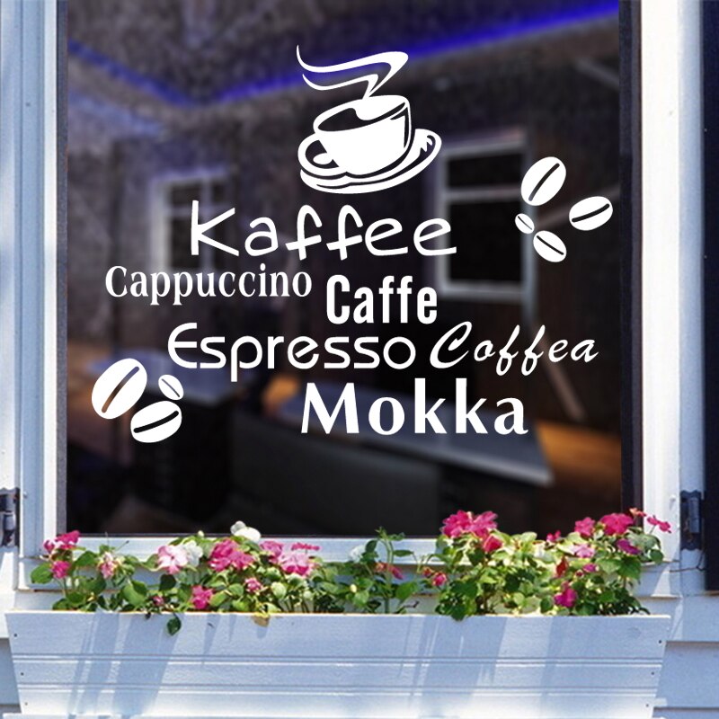 Coffee Shop Sticker Bean Milk tea Decal Cafe Cup Vinyl Art Wall Decals Decor Mural Decoration Break Coffee Glass Decals CA1006