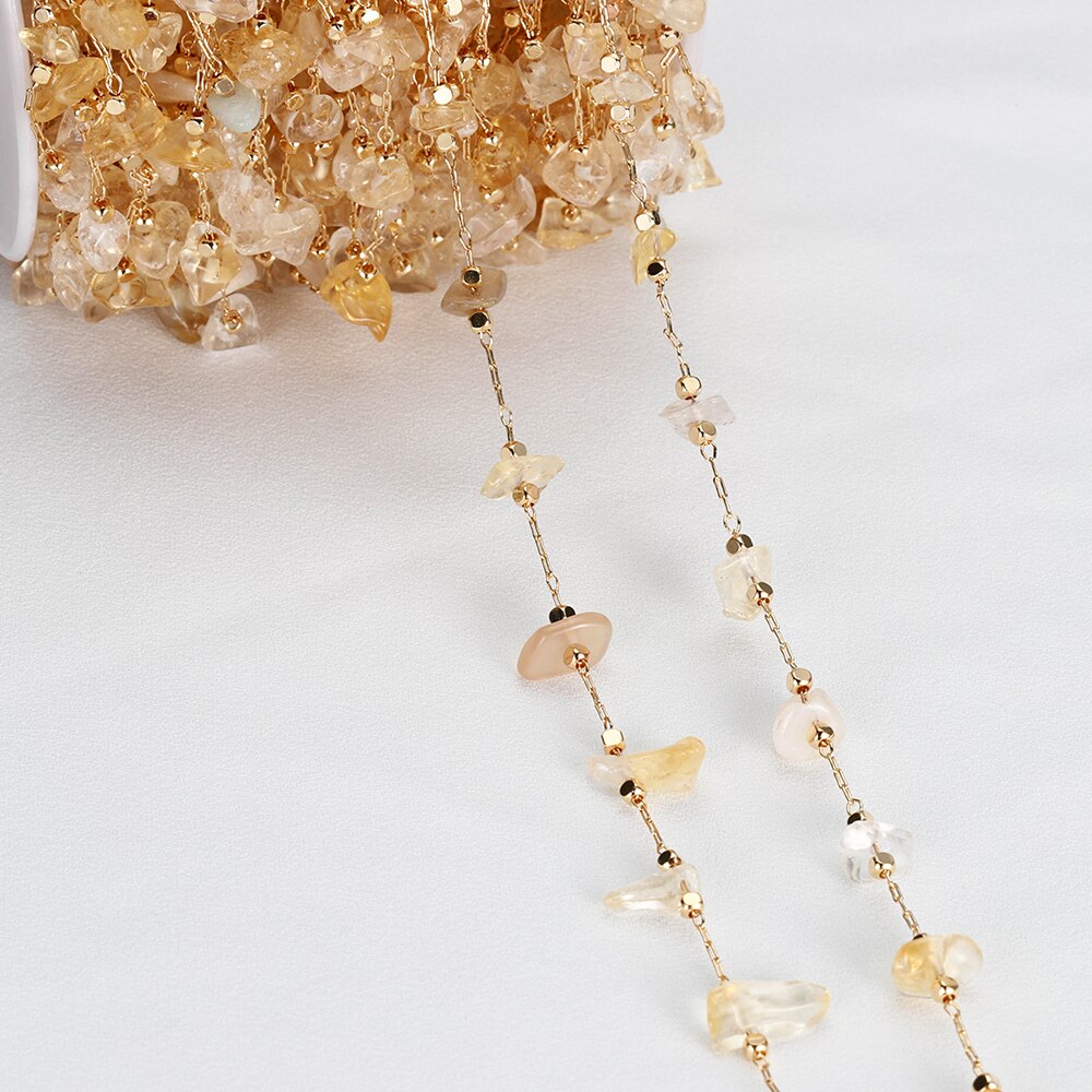 Chaîne de perles de pierre irrégulière en cristal bohème, 1 mètre, pour Bracelet fait à la main, collier, fabrication de bijoux, bricolage, décoration de rideau: Yellow