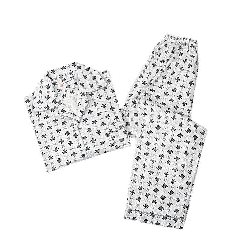 Summer Casual knit Cotton Pajama Sets for Men Short Sleeve Long Pants Sleepwear Pyjama Male Homewear Lounge Wear Clothes