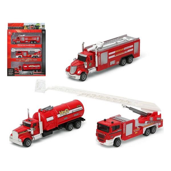 Set Van Auto Brandweerman Rood 110899 (3 Stuks)