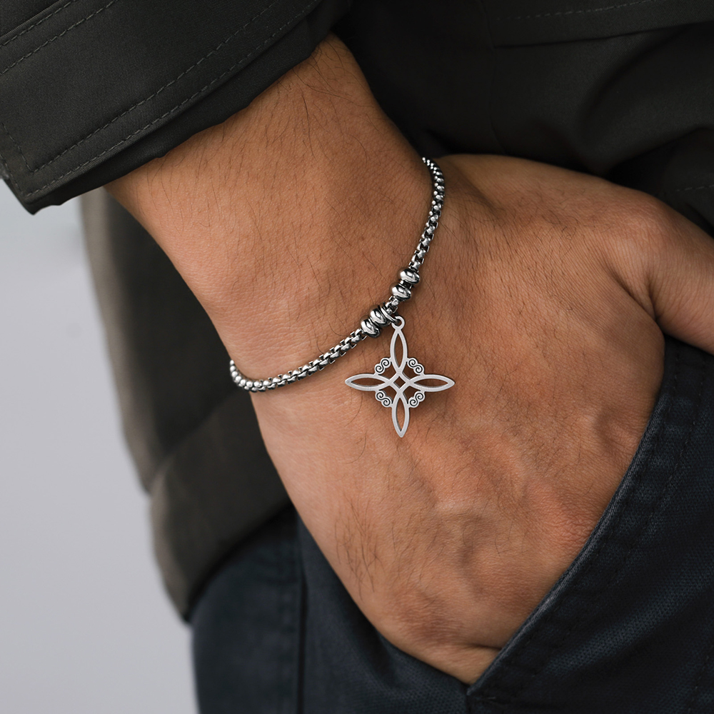 Dawapara – Bracelet à breloques avec nœud de sorcière pour femmes, amulette de Protection des nœuds celtiques, chaîne de perles en acier inoxydable, bijoux Wiccan de sorcellerie