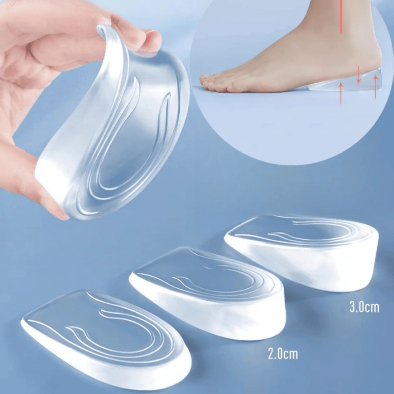 1 Paar unsichtbare Silikon-Einlegesohlen zur Erhöhung der Innenhöhe für Damen, weich, bequem, halbes Kissen, Stoßdämpfung, Schuh-Absätze