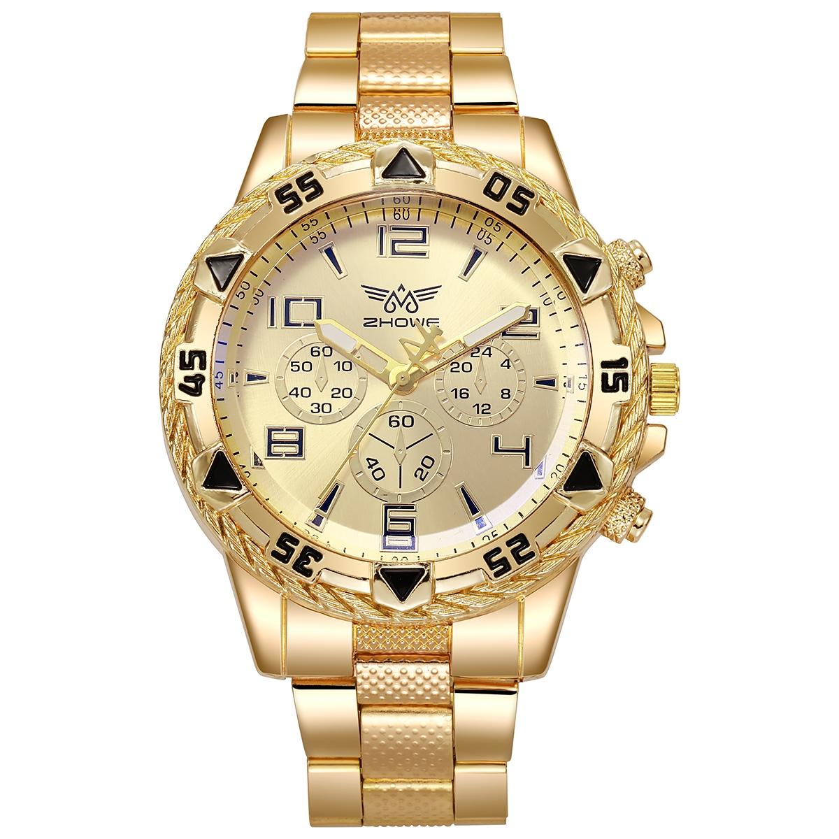 Rock Heavy populaire grand cadran hommes montres à Quartz horloges mannen mуж sengе montre-bracelet pour homme de de luxe Relogio Masculino Saat: Bronze