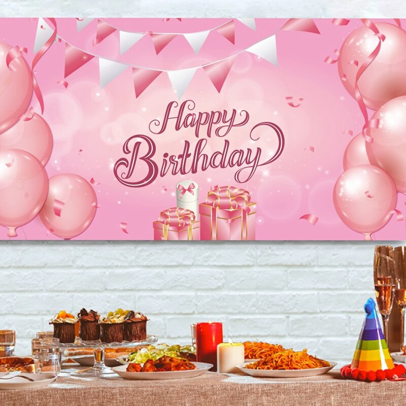 Happy Birthday Backdrop Banner Large Black Gold Balloon Star Poster Booth Backdrop Birthday Photo Background Wall Party Decor