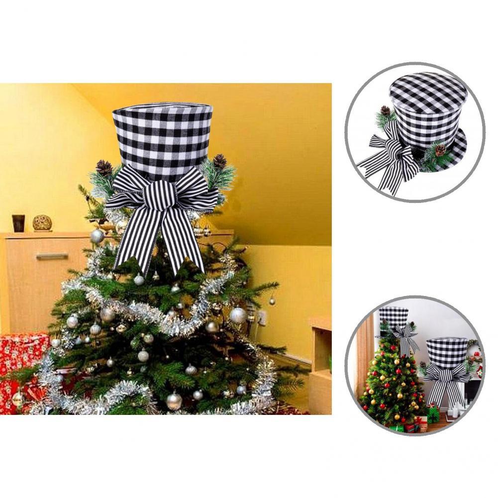 Tree Topper Decor Fabric Tree Topper Hat Lightweight Festive Touch Attractive Large Farmhouse Xmas Tree Topper Hat